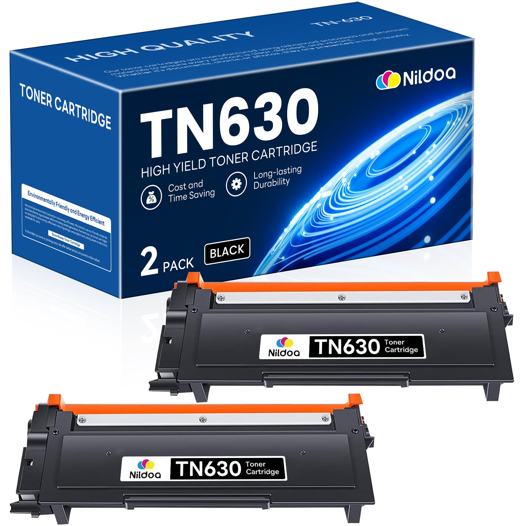 TN630 Toner Cartridge Black Replacement for Brother TN-630 HL-L2300D HL-L2380DW HL-L2320D DCP-L2540DW MFC-L2700DW MFC-L2685DW Printer Ink, TN6302PK