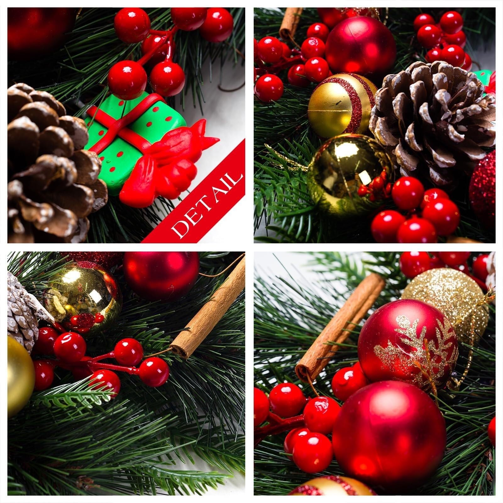 Ghirlanda Natalizia Per Porta Ghirlanda Di Natale Fuori Dalla Porta D'ingresso Ghirlanda Invernale Artificiale Con Palline Di Natale Corona Natalizia Per Porta(40cm)