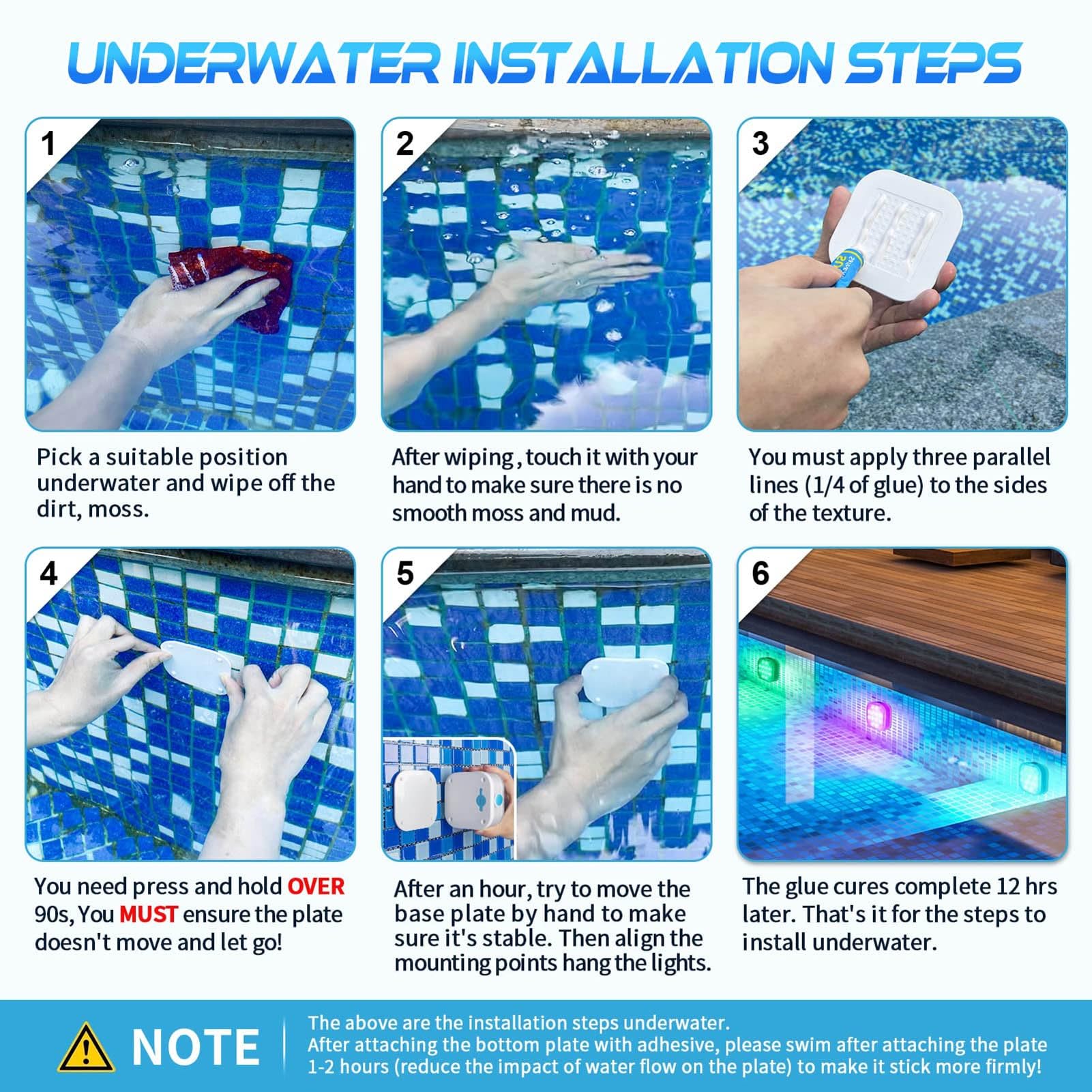 2 Luci LED Subacquee con Telecomando, Luci Magnetiche Impermeabili IP68, Modello Ricaricabile, Adatte for Doccia, Piscina, Stagno, Acquario, Vasca da Bagno, Feste