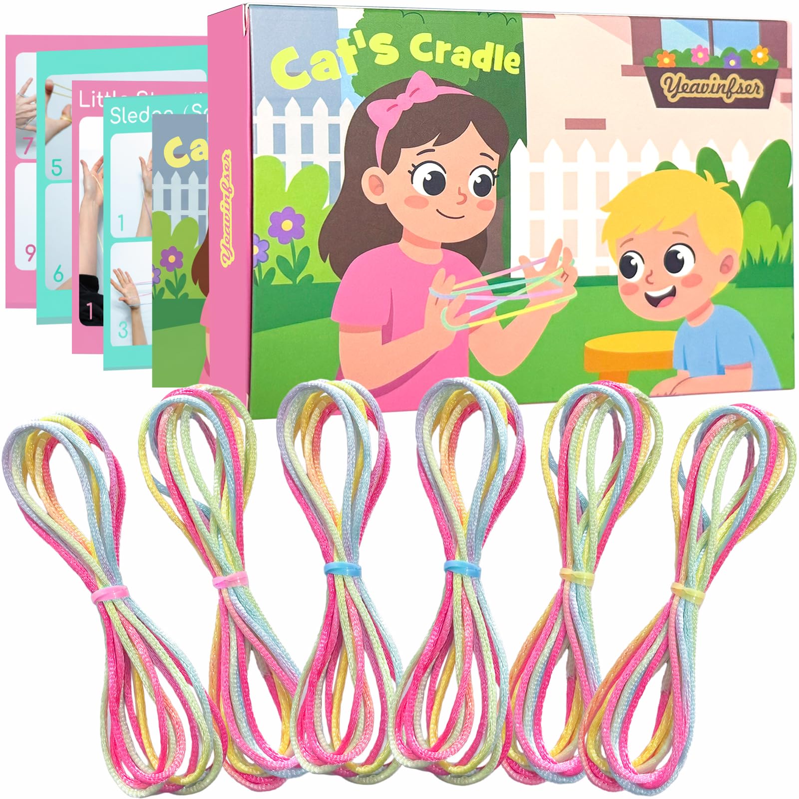 Yeavinfser Cat’s Cradle String, 6 PCS Colorful Finger String Game for Kids
