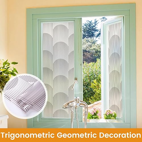 Miniatura 7 de DKTIE Modern Geometry - Película de privacidad para ventana de vitrales con herramientas de instalación, película decorativa de vidrio esmerilado no