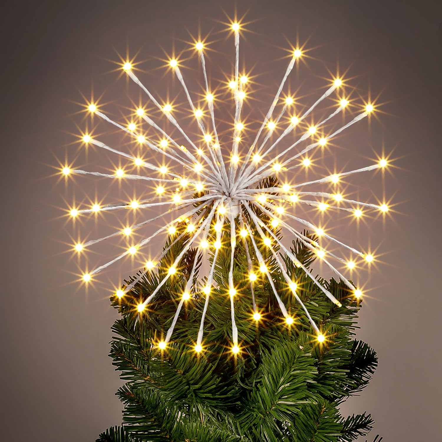 Twinkling Starburst Christmas Tree Star Topper Fairy Light 20 of 120 LED Lights Twinkle with Hook Hanging for Home Xmas Party Christmas Tree DIY Decor for Garden Yard Patio Path White White 120