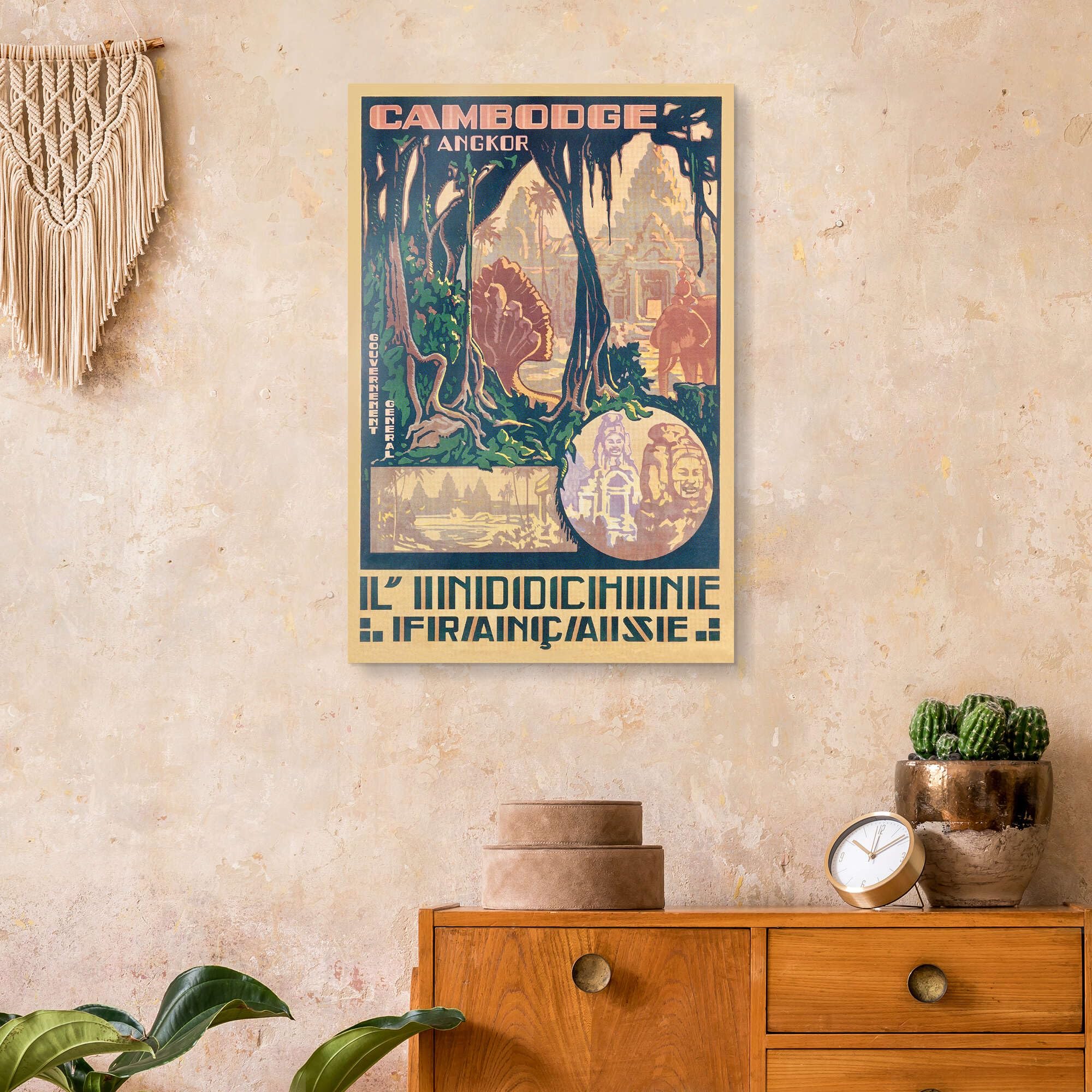Posterlounge Angkor-Kambodscha (Französisch) Acrylglasbild | 40 x 60 cm von Vintage Travel Collection Wandbilder Wanddeko