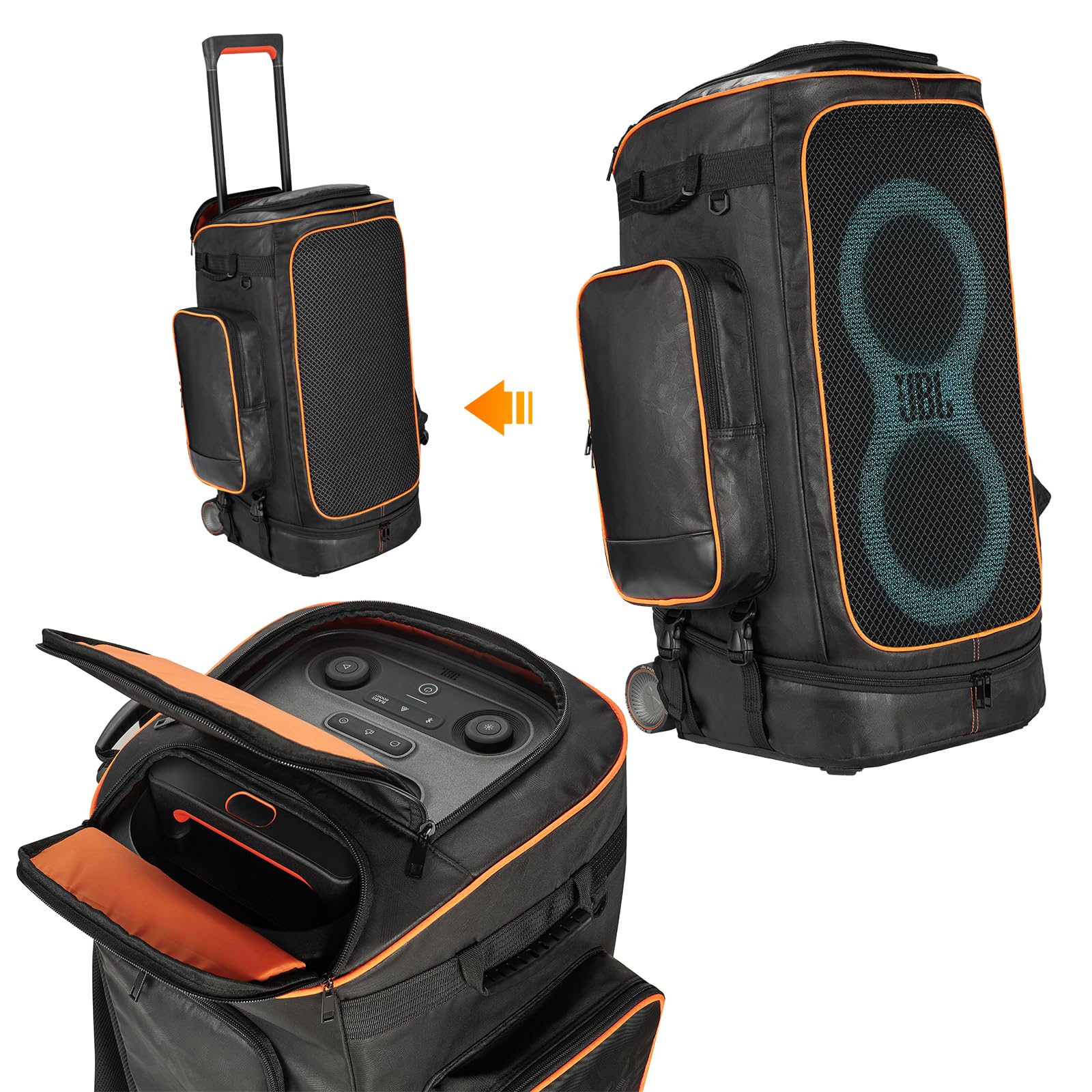 Jeachan Rugged Speaker Bag Carry Case Compatible With JBL Party Box 320, Portable Carry Bag Backpack