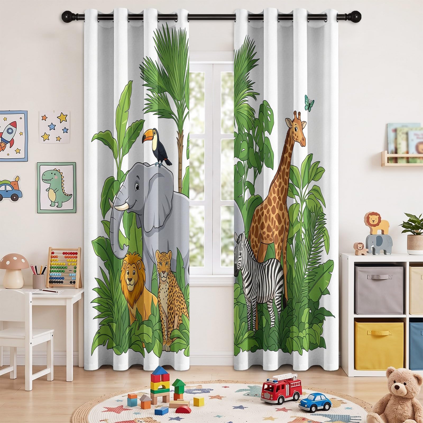 Elefant Tukan Zebra Verdunkelungsvorhänge 2er Set H215 x B110 cm