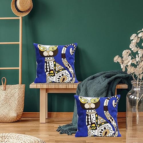 Miniatura 2 de Paquete de 2 fundas de almohada cuadradas decorativas bordadas con arte abstracto para sofá, sillón, casa rural de patio, jardín, 18 x 18 pulgadas