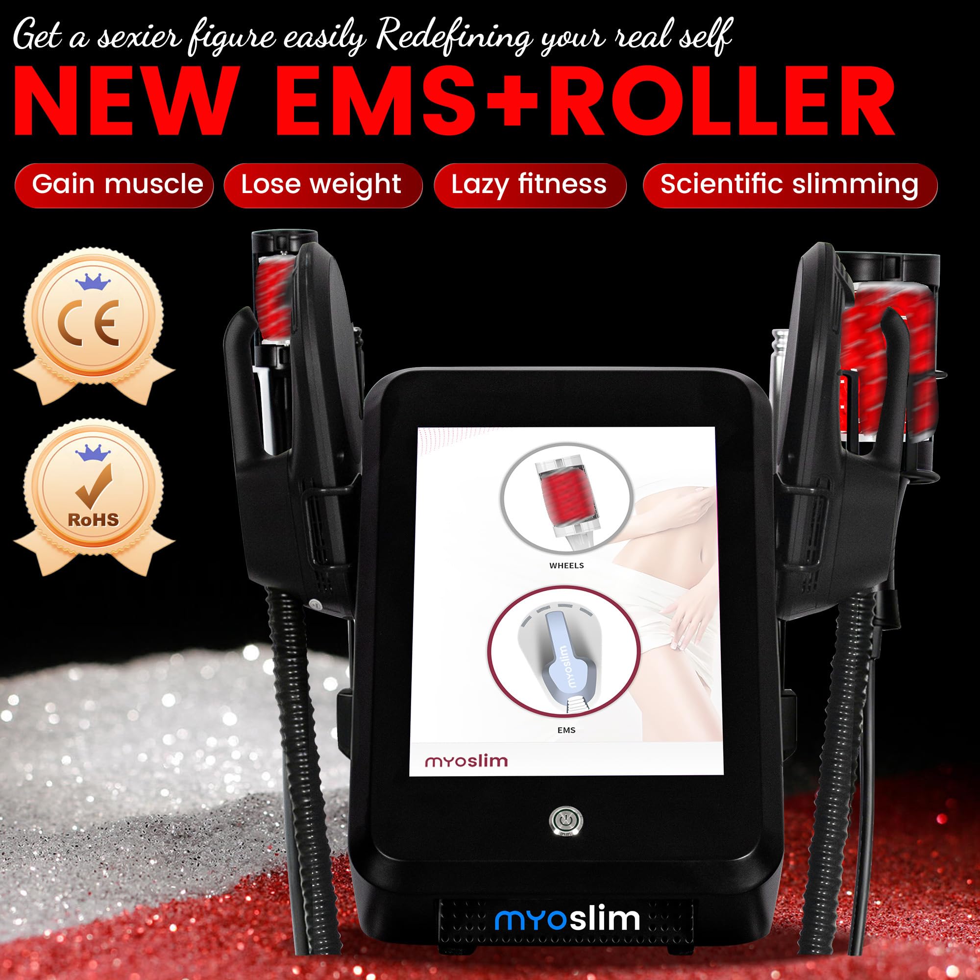 Body Sculpt Maquina Máquina de Escultura Corporal EMS 2 en 1 con Rodillos. | 6500W - 360° Inner Ball Roller & EMS Muscle Stimulator, Grasa y Celulitis Reducción, para Abdomen, Brazos, Glúteos
