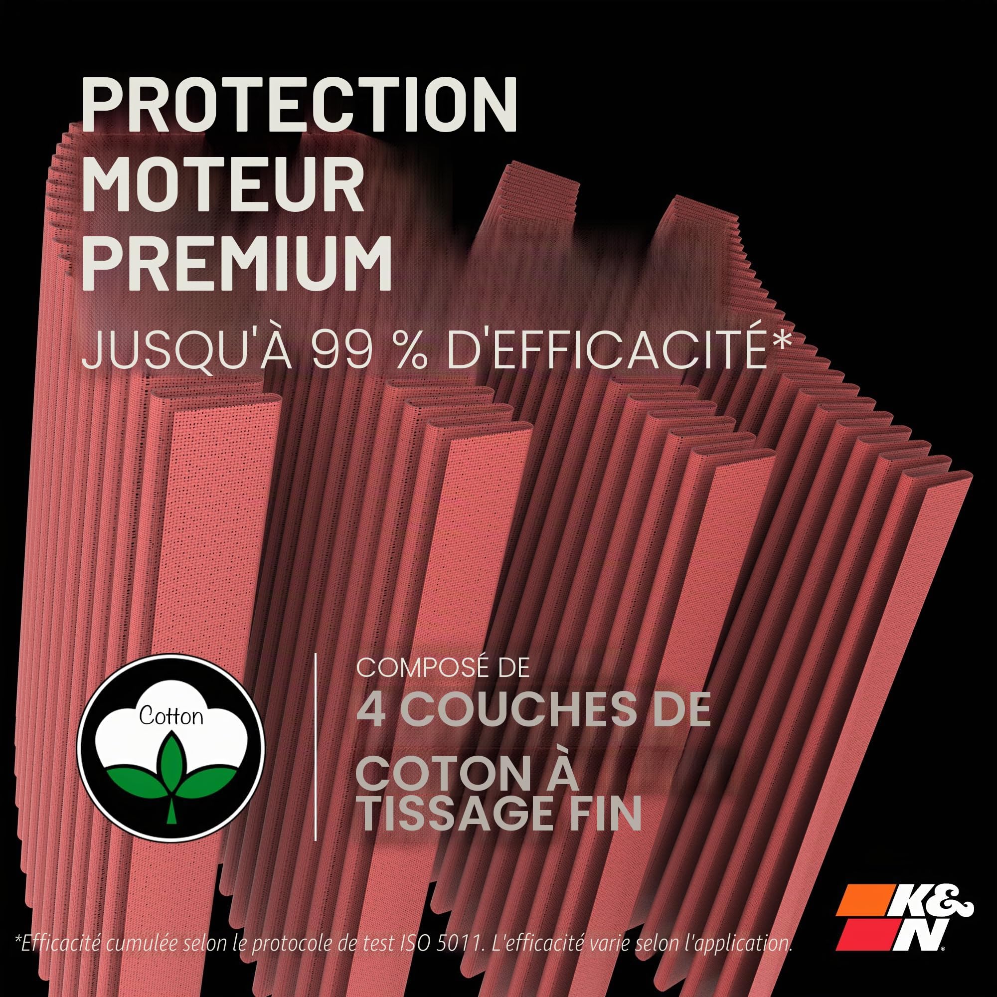 K&N Filtre à Air Universel Conique 76mm raccordement, 127mm de base, 117mm en haut, 203mm hauteur (RE-0910)