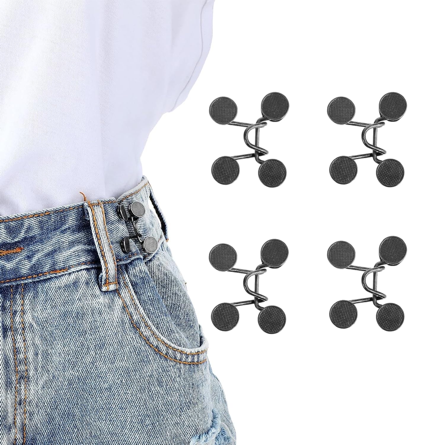 6 paia di bottoni in vita a margherita per stringere i pantaloni, clip