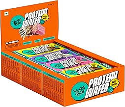 Yogabar 10g Protein Wafer Bars Variety Pack | Strawberry Pop, Dark Chocolate & Cookies & Cream | Crunchy High Protein Bars | 0% Maida | Made with Goodness of Millets and Multigrain | 40g Each | Pack of 10