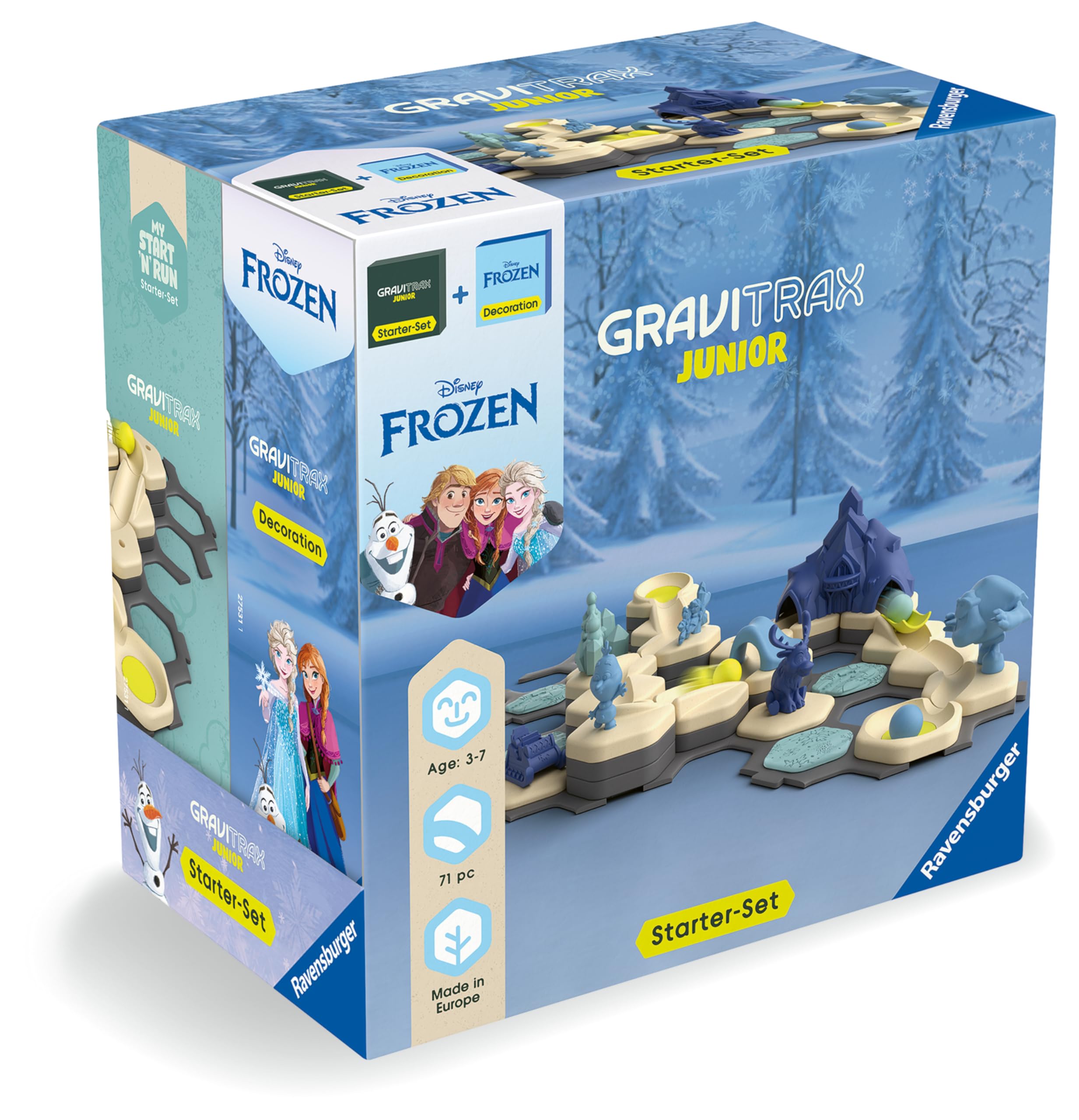 Ravensburger - GraviTrax Junior - Starter Set La Reine des Neiges - 2 Produits en 1 - Circuits de Billes créatifs - 71 pièces - Dès 3 Ans - 73385