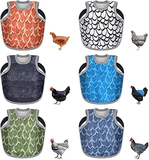 Booson 6 Pcs Chicken Saddle for Hens Chicken Apron Poultry Back Feather Protector with Adjustable Strap Chicken Vest Jacket for Chickens Mating