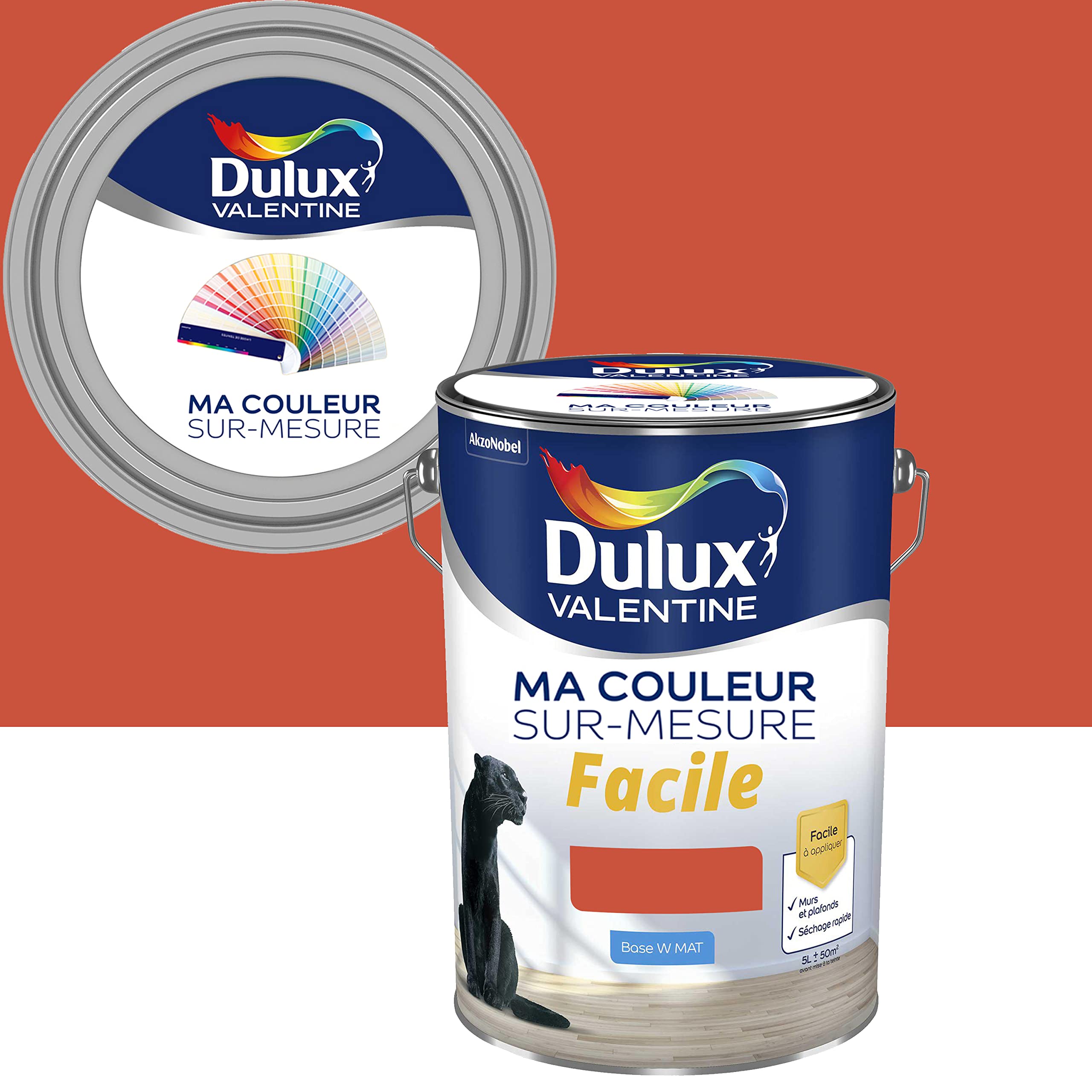 Ma Couleur Sur-mesure par Dulux Valentine – Peinture Intérieure Murs, Plafonds, Boiseries - Facile à appliquer - Mat Orange Sanguine 5 L