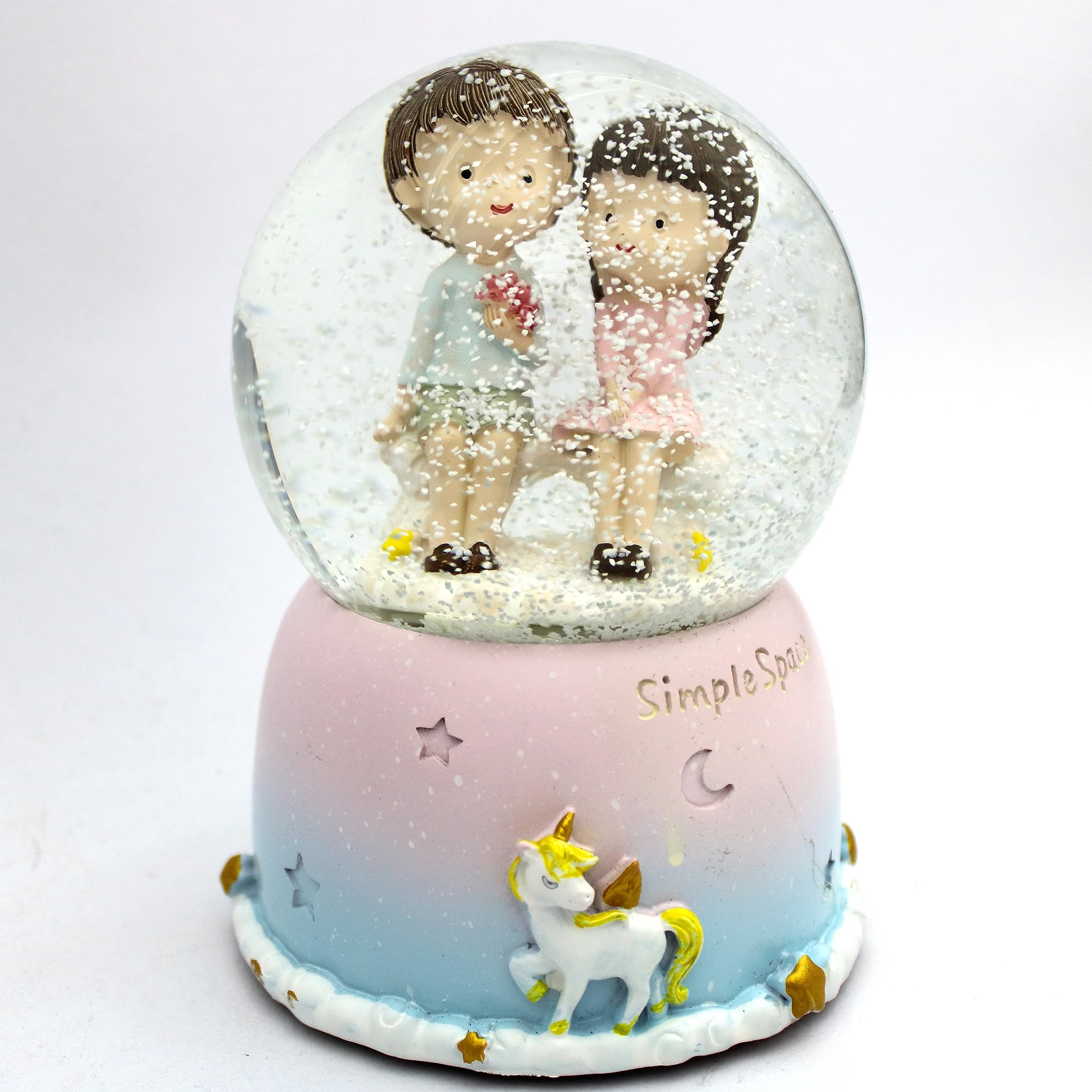 RedRoss Snow Globe Simple Spaces Big| Magical Flakes | Polyresin | Musical | Rotating Water | 17cm | 3 AAA Batteries| Large Size (Round Blue) (B0CFM743CF) Amazon Price History, Amazon Price Tracker