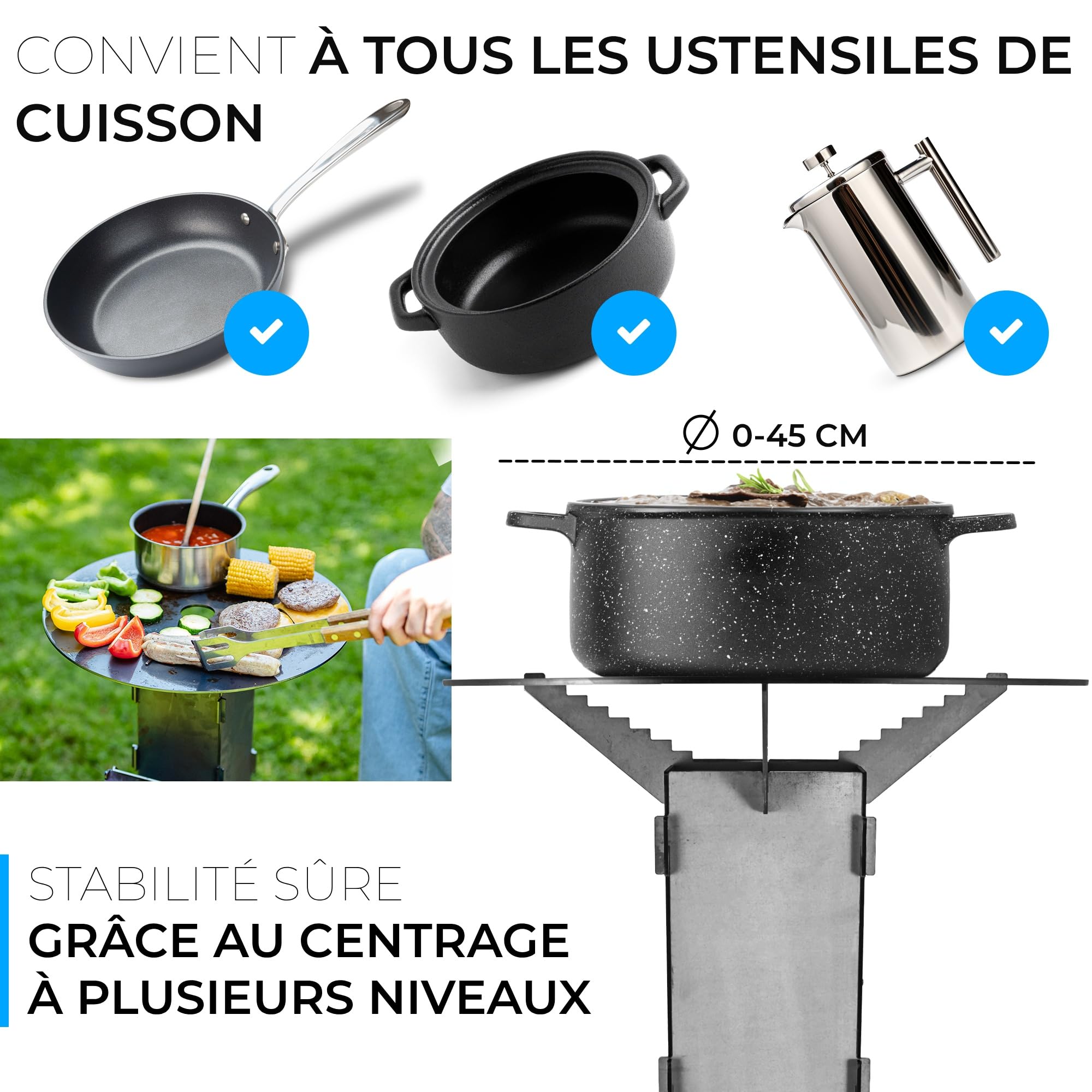 GRAFT Rocket Stove avec plaque de cuisson Système de branchement Rocket Stove en acier massif de 3 mm d'épaisseur | brasero | poêle à granulés | poêle à bois | réchaud de camping | poêle à bois