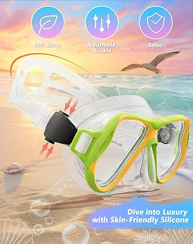 Miniatura 3 de Greatever Snorkeling Gear for Kids, Dry Snorkel Set Panoramic View Snorkel Mask, Anti-Fog Scuba Diving Mask for Kids Youth Age 6-14, Unisex Swimming