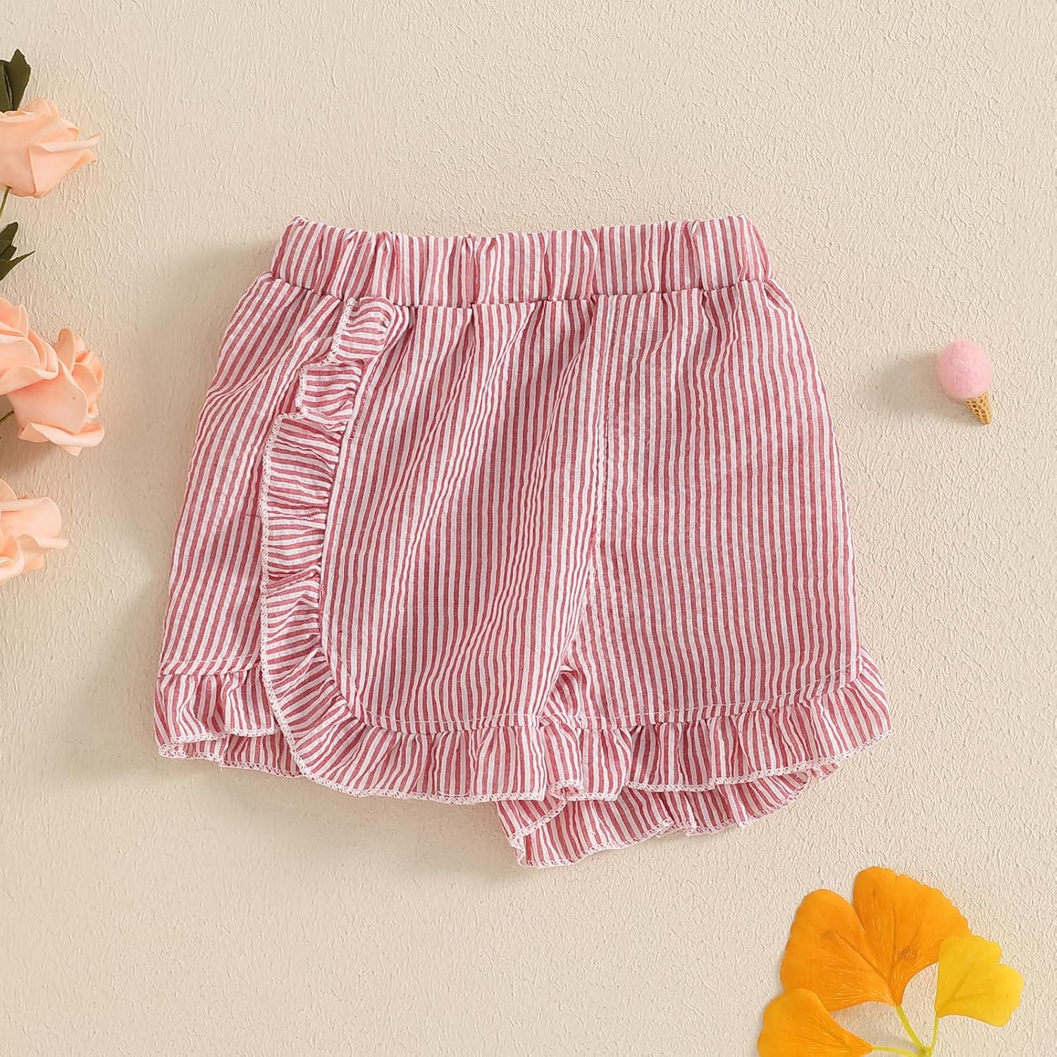 Karuedoo Toddler Baby Girl Shorts Casual Summer Gingham Plaid/Seersucker Elastic Waist Ruffle Hem Shorts Bottoms - Image 4