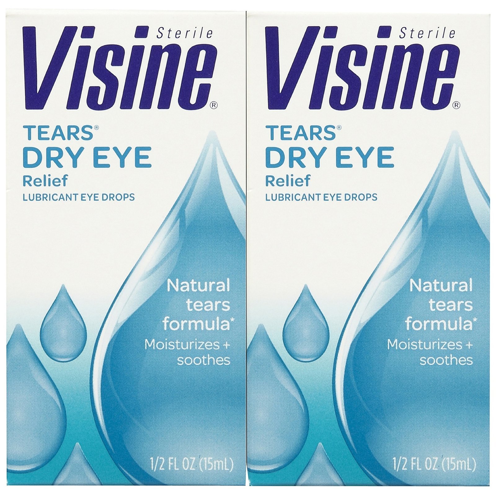 Visine Tears Lubricant Eye Drops-0 5 oz 2 pack