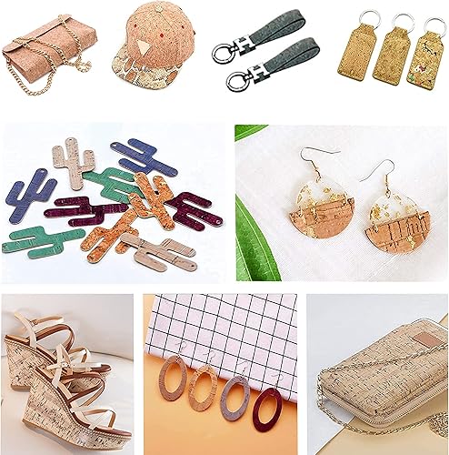 Miniatura 6 de 10 hojas de piel sintética retro de color natural de 8 x 12 pulgadas, tela de cinta de corcho suave y fina adecuada para bolsas, funda de laptop,