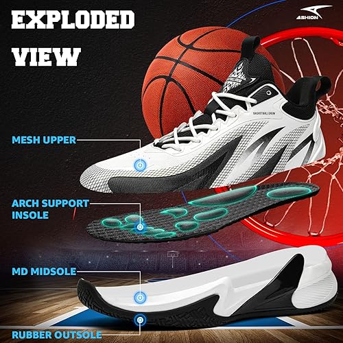 Miniatura 2 de ASHION Mens Basketball Shoes Breathable Walking Sneakers Professional Basketball Sports Tennis Running Shoes