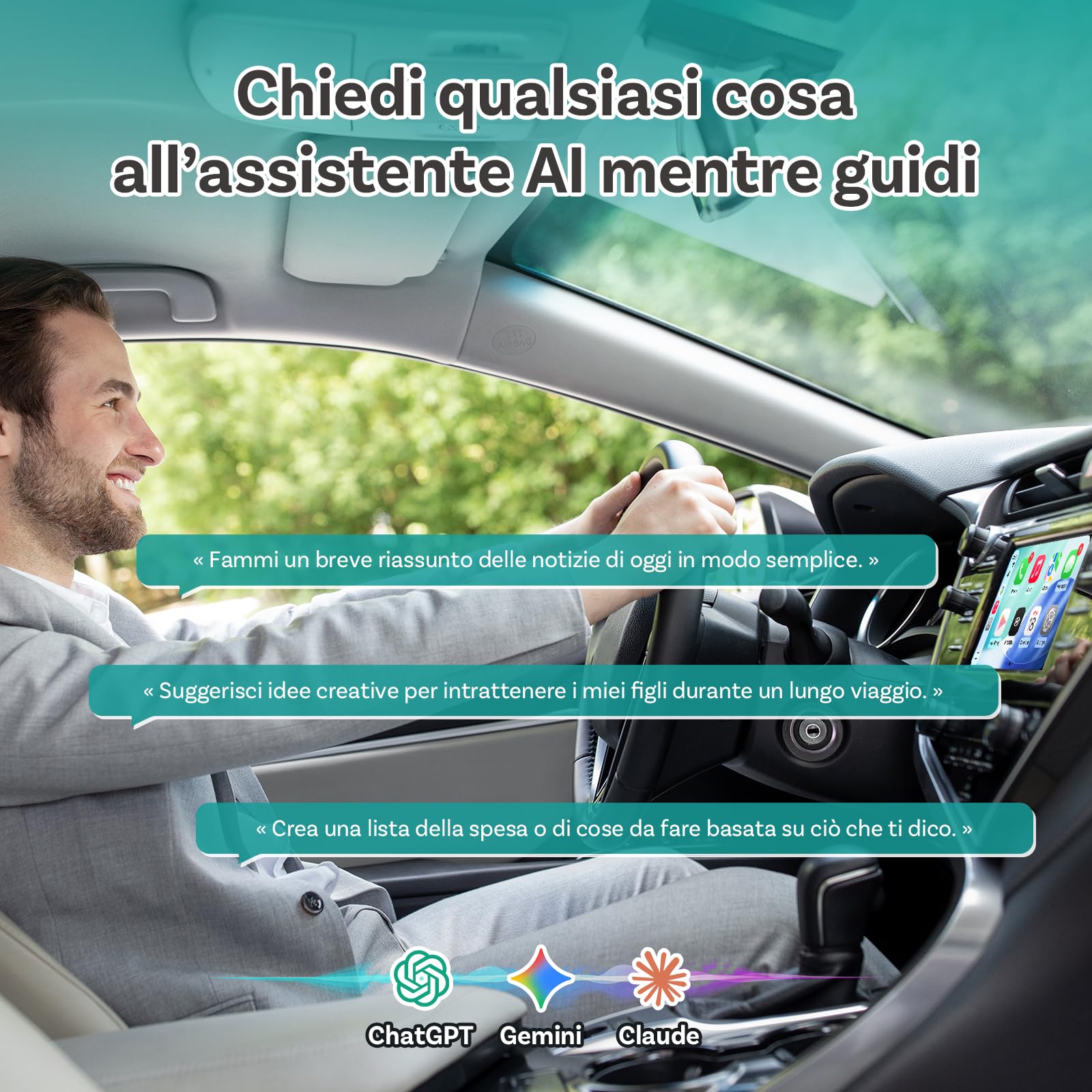Ottocast Mini Pico, Novità 2026, Adattatore Wireless 2-in-1 CarPlay & Android Auto, Cambio dispositivo con un tocco, Plug & Play, WiFi 6 & Bluetooth 5.4, Connessione automatica per iPhone & Android
