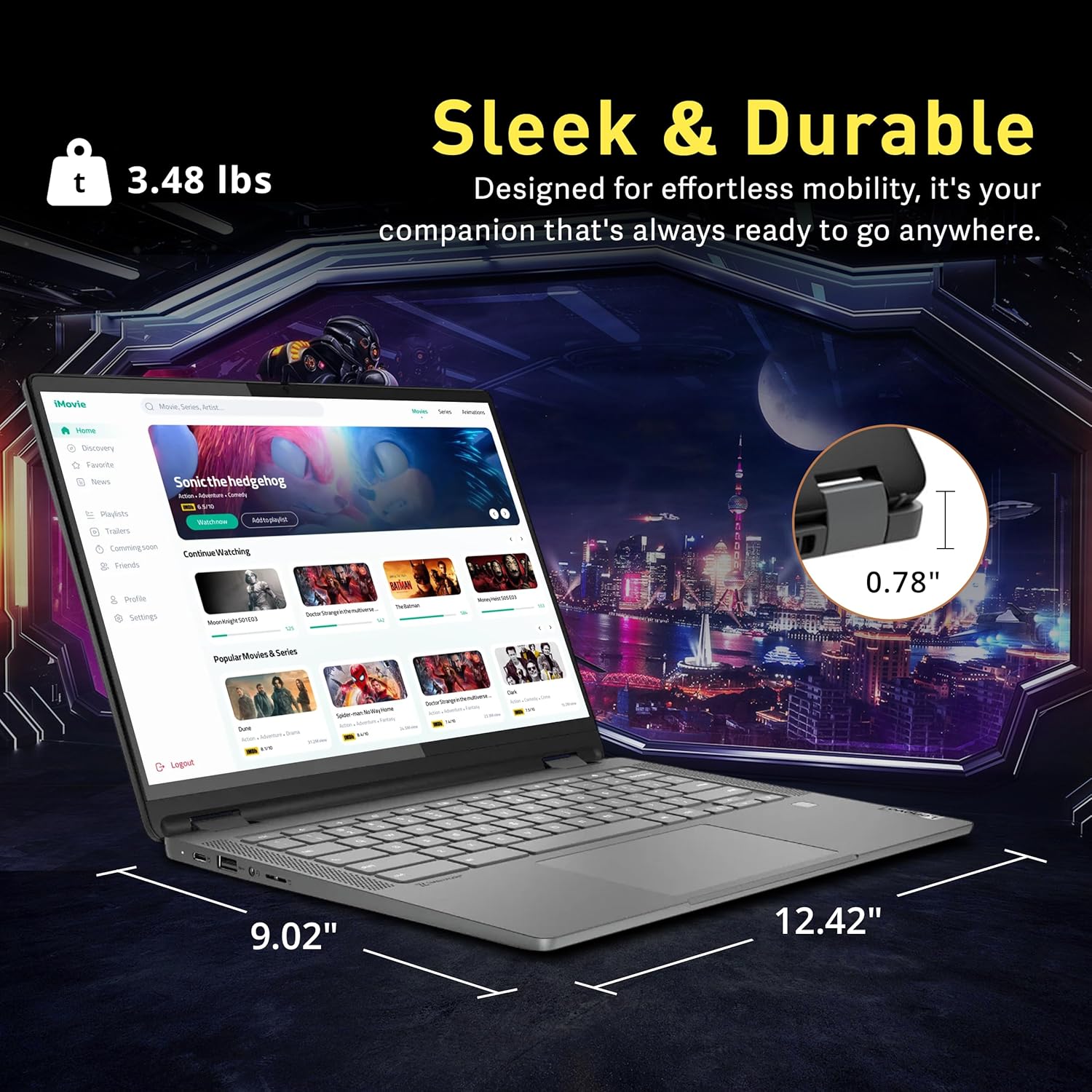 Lenovo Flex 5i Chromebook Plus 14" WUXGA Touchscreen 2-in-1 Laptop, Intel Core i5-1334U, 8GB LPDDR4x, 1.25TB Storage (256GB SSD+1TB Docking Station), Backlit Keyboard, FHD Camera, Chrome OS, Gray