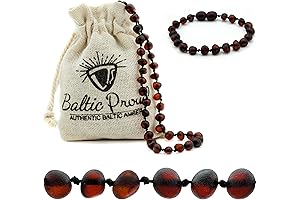 Baltic Premium Amber Necklace and Bracelet Set for Baby Unisex with 100% Safe Screw Clasp