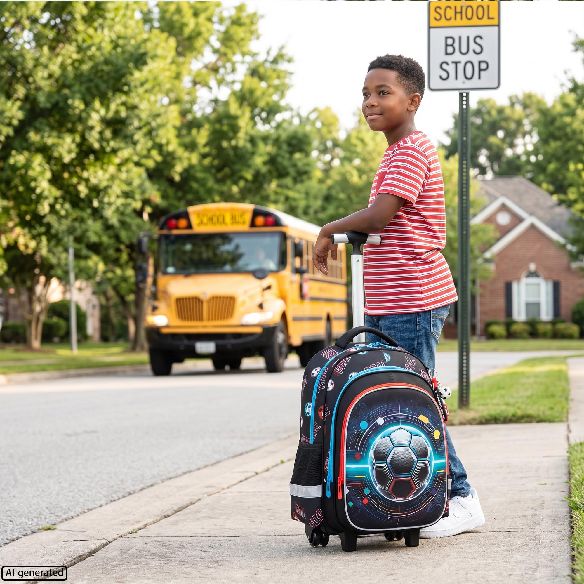 HTgroce Mochila con Ruedas Niños– Set 3 Piezas Estuche – Mochila Escolar Trolley Ergonómica para Primaria y Viaje