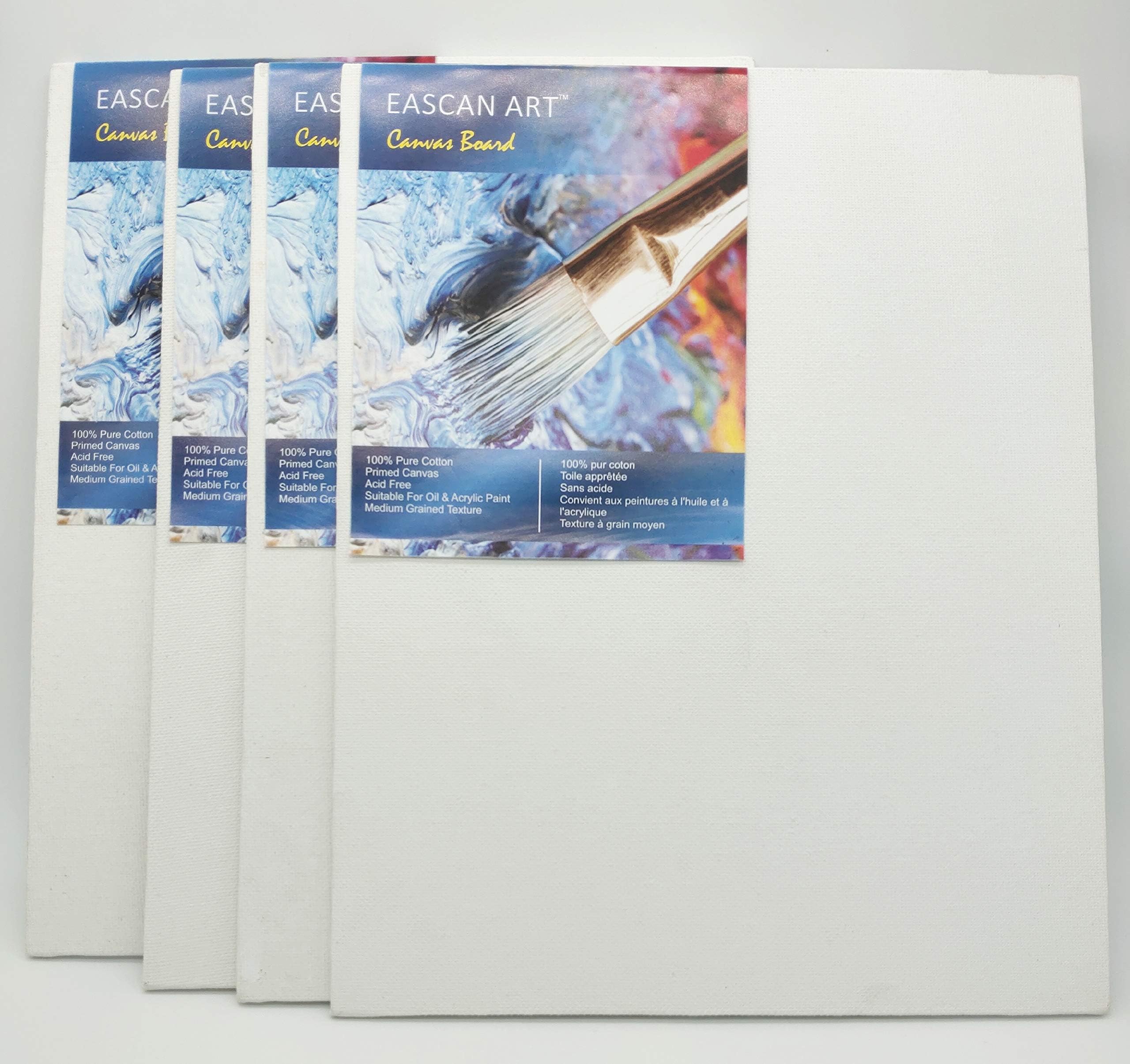 Painting Drawing and Sketch Accessories Cotton Medium Grain Painting Canvas Board Set of 4 (12" x 18")
