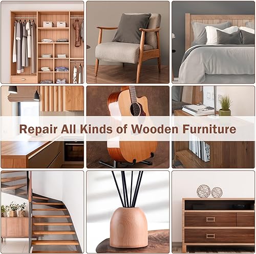 Miniatura 7 de DEWEL Relleno de madera, removedor de arañazos de piso de madera, kit de reparación de muebles de madera, marcador de madera, pintura de madera,