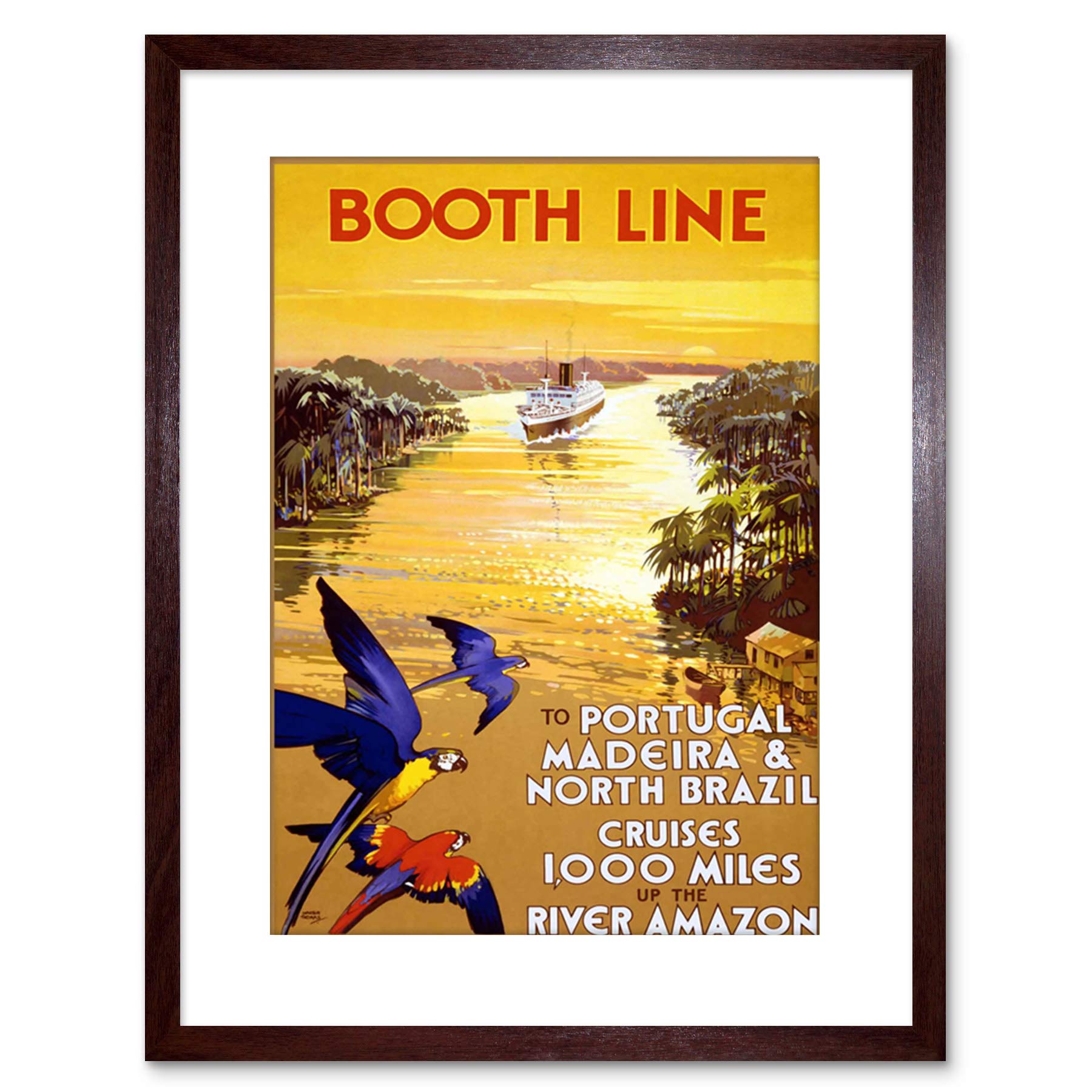 Wee Blue Coo 9x7 '' BOOTH LINE PORTUGAL BRAZIL PARROT SHIP FRAMED ART PRINT F97X1354