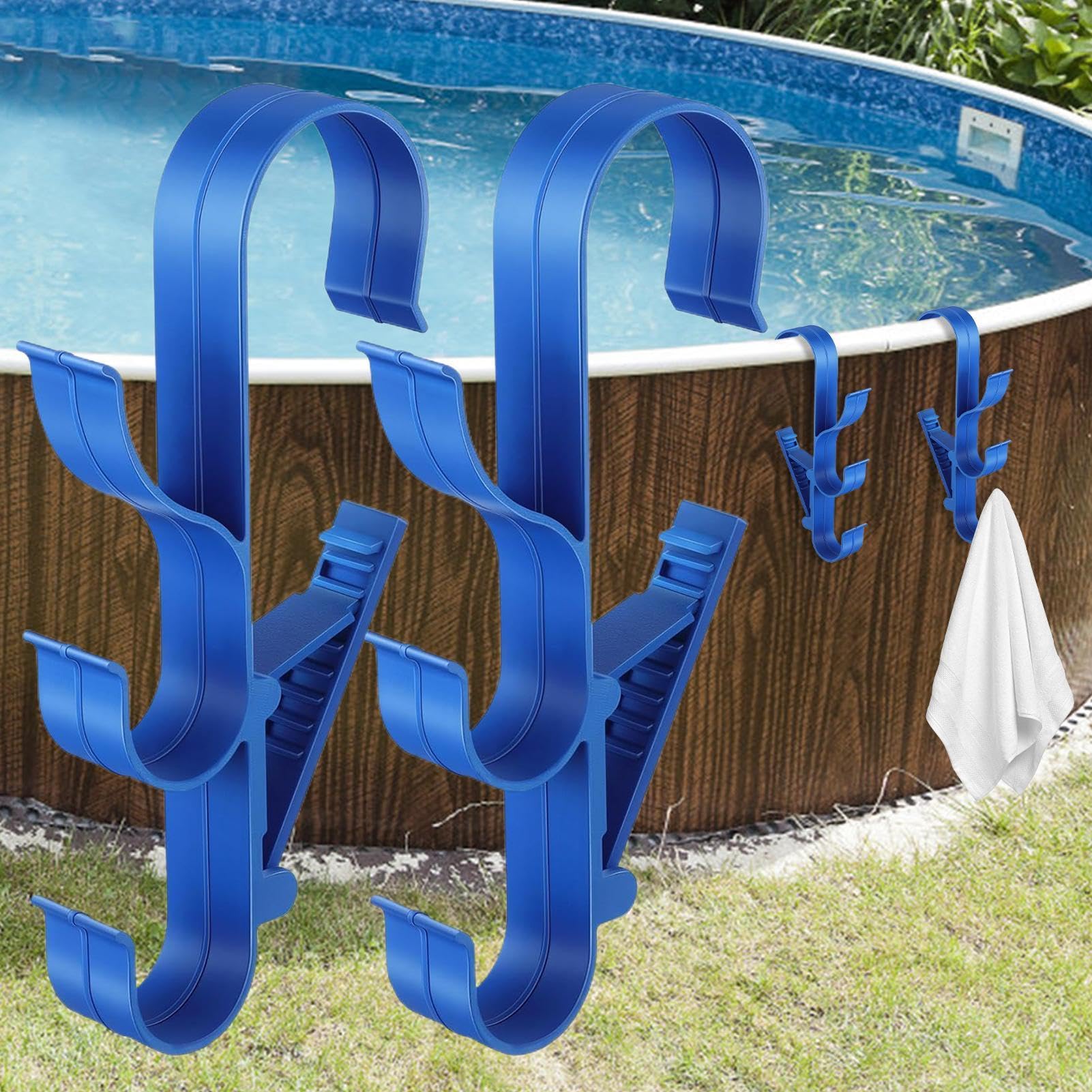 2 Stücks Poolstangenhaken, Pool Aufbewahrung Halterung, Lagige Pool Stangen Aufhänger, Poolzubehör, Für Blätterkescher Handtücher Teleskopstangen Bürsten Baumarkt