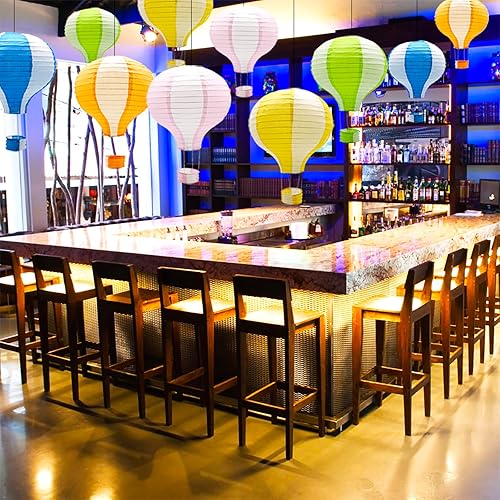 Miniatura 5 de Juego de 10 faroles de papel colgantes con globo aerostático, reutilizables, chinos, japoneses, decoración de fiesta, boda, cumpleaños, aniversario,