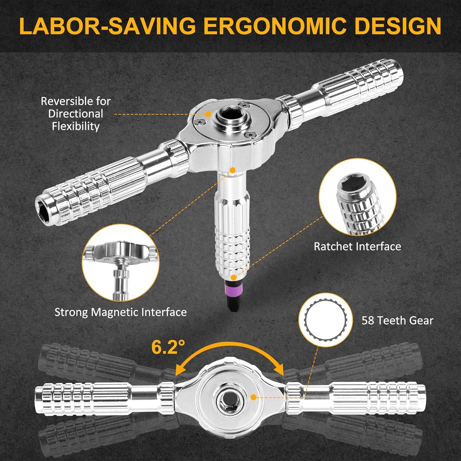 LIFEGOO Ratchet Screwdriver Set: 40 in 1 Magnetic Screwdriver Sets, DIY Combination Flexible Shaft Precision Screwdriver Kit with S2 Steel Bits for Electronics & Furniture Assembly, Bicycle Tools