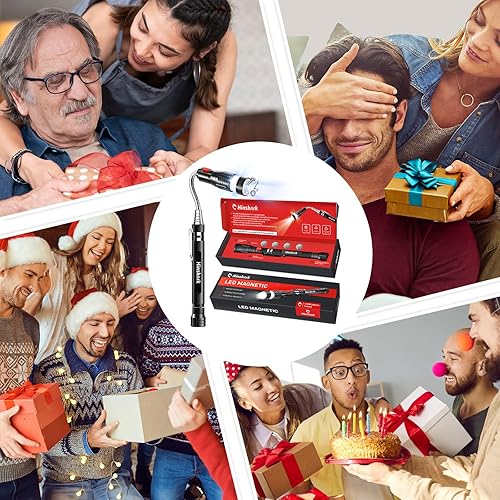 Miniatura 6 de Hinshark Regalos para hombres, linterna magnética con herramienta de recogida magnética telescópica, regalos de cumpleaños para él, herramientas