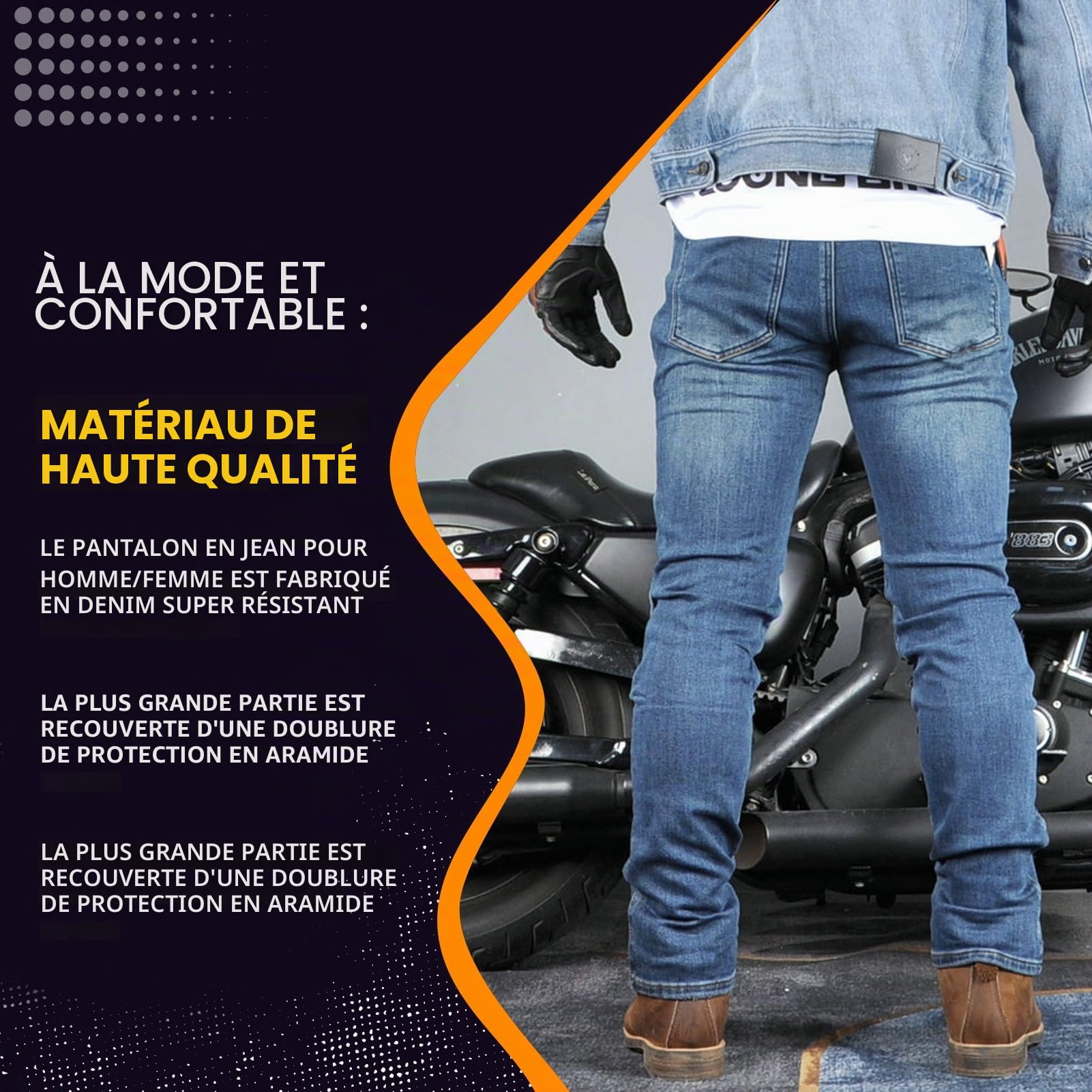 Hommes Jeans Moto, Pantalons De Motard, Pantalons De Moto Sportifs, Respirants Et Résistants à L'usure, Avec 4 Coussinets De Protection (Blue,M)