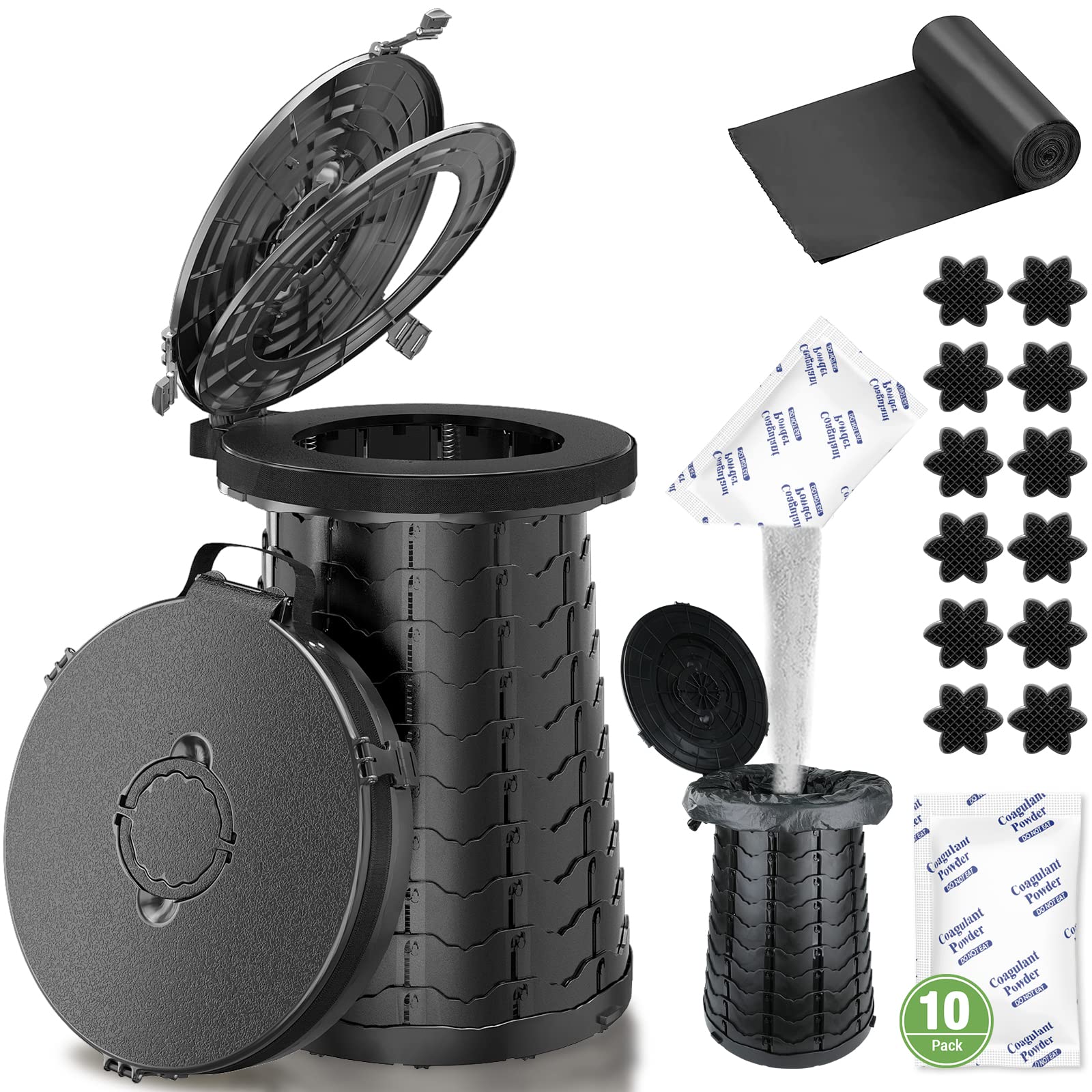 XXL Portable Toilet for Camping, 19.7"H Super Large Retractable ...