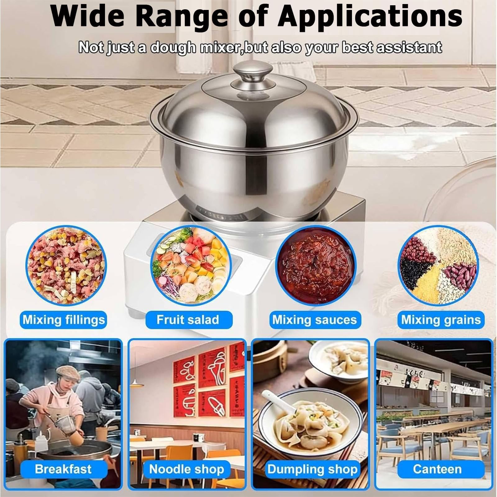 Macchina per Impasto in Acciaio Inox 2200w,Impastatrice Elettrica a Spirale,con Funzione di Fermentazione E Timer, Doppia Rotazione per Ristoranti, Panetterie E Pizzerie 5kg