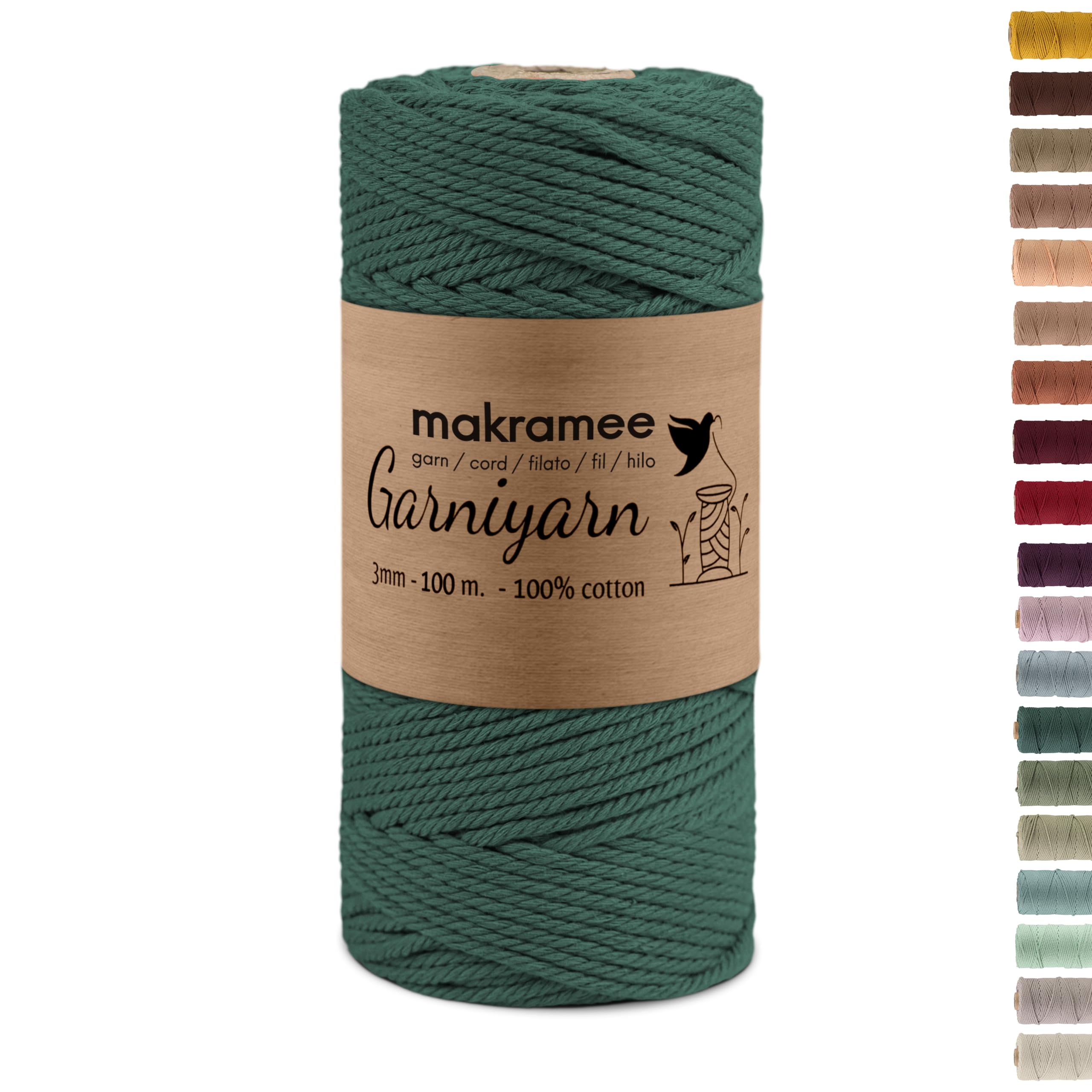 GARNIYARN Macrame Cord 3mm - Premium Cotton Rope for Christmas DIY Wall Hangings, Plant Holders & Rustic Decor - 100m - Christmas Tree