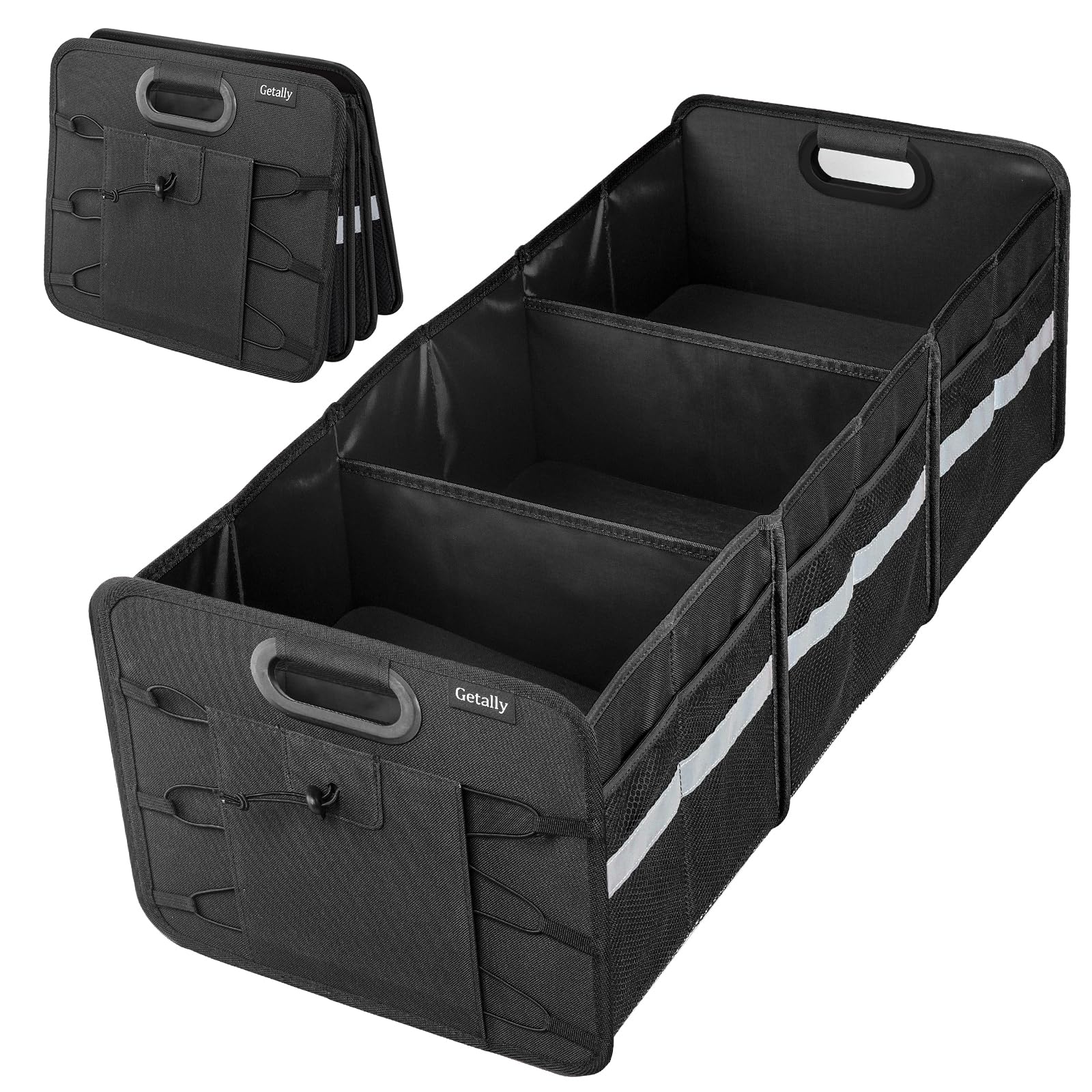 Trunk Organizer for Car, Collapsible Trunk Organizer with Multi Pockets, 3 Compartments Storage Organizer for Car SUV, Truck, Sedan
