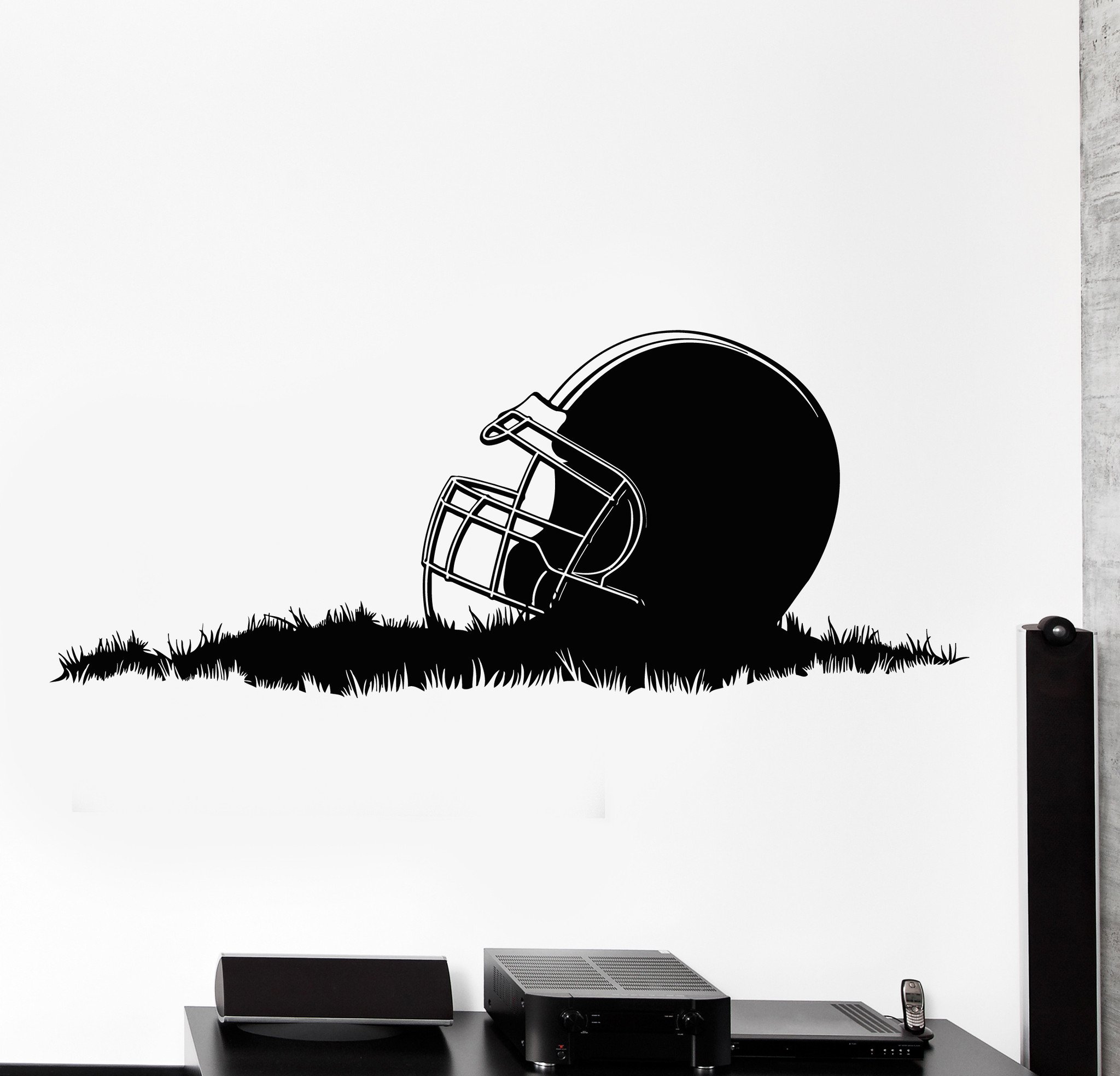 WallStickers4ever Large Wall Vinyl Decal Sport Football Helmet On Grass Home Interior Decor z4203 Yellow : Tools & Home Improvement