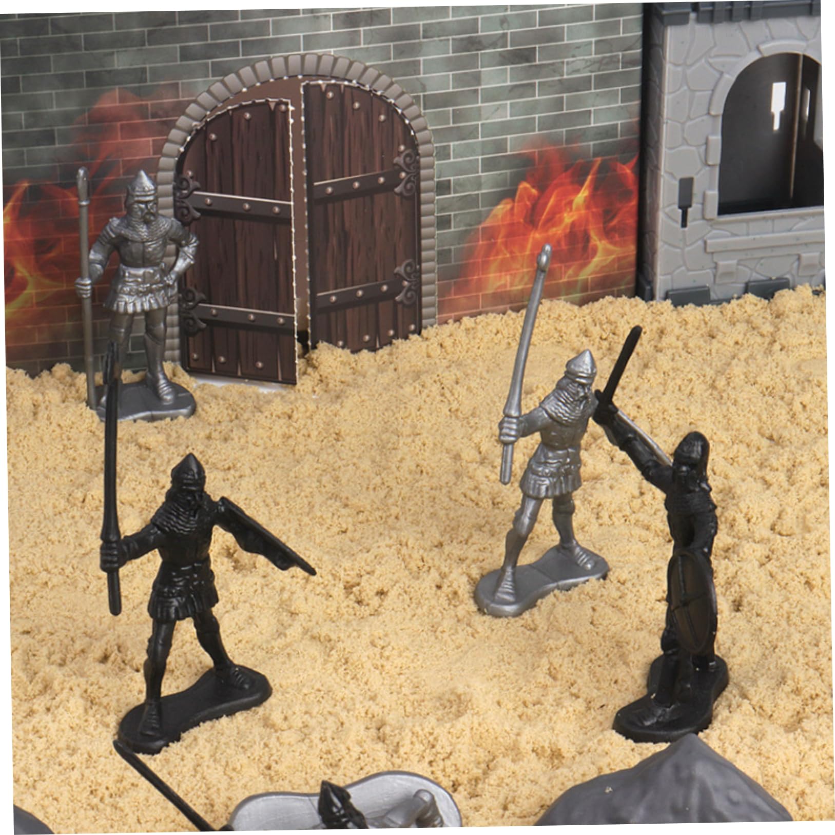 Set di soldatini, 104 pezzi/set giocattoli di soldati antichi, figure d'azione di uomini dell'esercito di cavalieri medievali, modello di castello fai da te unico per la festa di compleanno dei