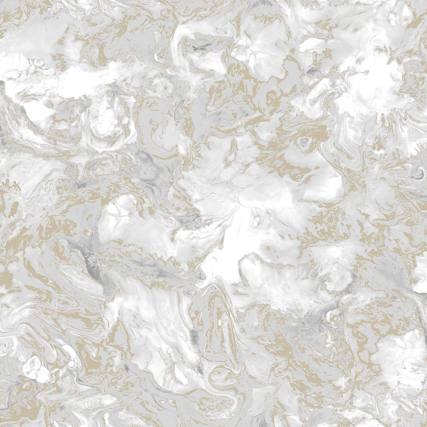 Yöl Marble,Gold,White,Grey Liquid Marble Effect White Grey Gold Wallpaper Elixir Metallica Modern