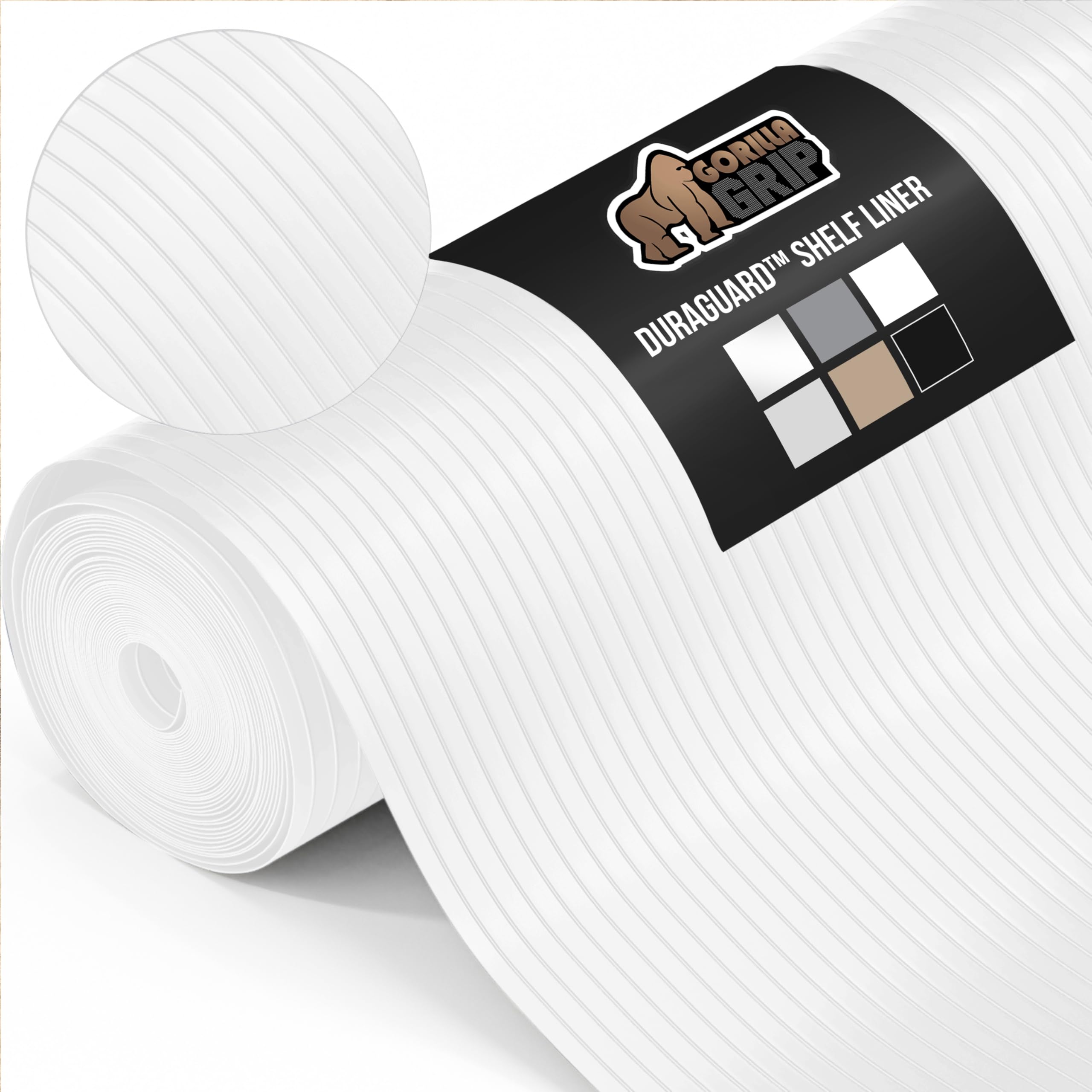 Gorilla Grip Ribbed Top Drawer and Shelf Liner, Non Adhesive Waterproof Roll, Durable and Strong Plastic Grip Liners for Drawers, Shelves, Kitchen Cabinets, Storage, 24 Inch x 30 FT, Bright White โ image 1