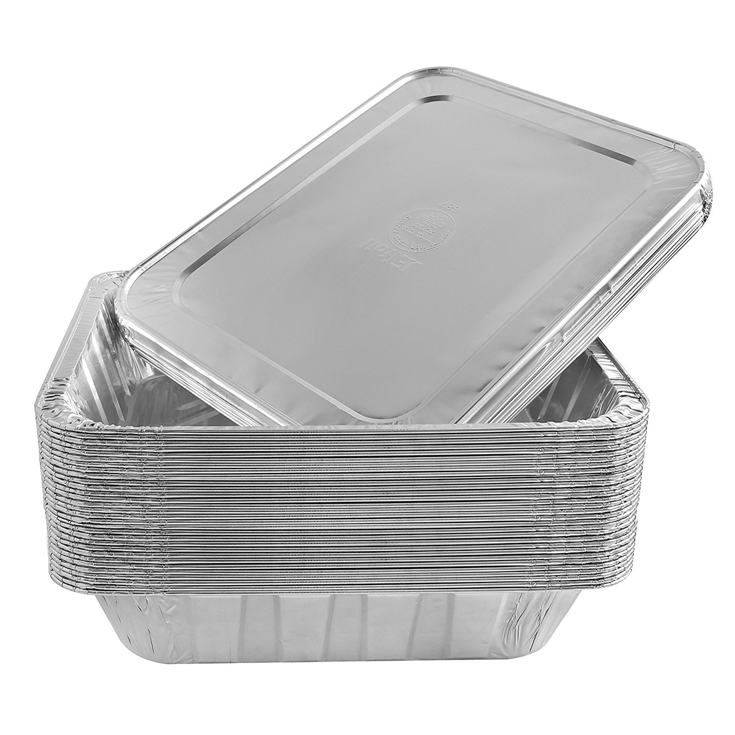 Blue SkyJetfoil Aluminum Foil Steam Table Pans, Half Size Deep, 9x13 Pans 30 PACK WITH LIDS Silver 並行輸入品