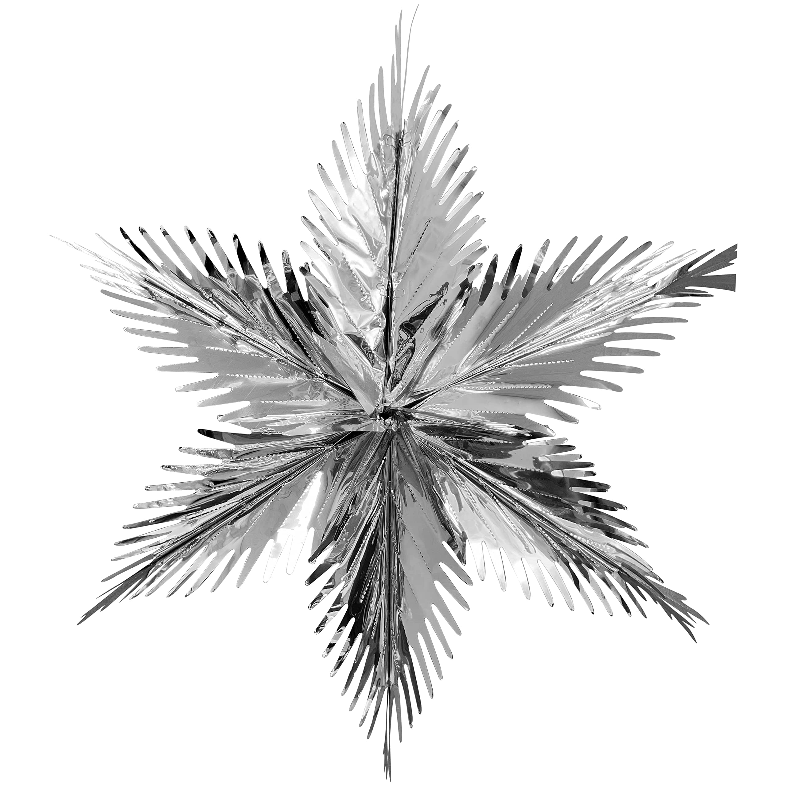 Believe Silver Starburst 60Cm Christmas Hanging Decoration Silver Colored Foil Starburst, Garland, Wall Ceiling Xmas Décor, (Silver Starburst 60Cm)