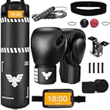 Elite Sports 4ft Boxing Bag&comma; Punching Bag Set with 12oz Gloves&comma; Hand Wraps&comma; Jump Rope&comma; Reflex Ball & Phone Holder - for Boxing&comma; MMA&comma; Kickboxing&comma; Martial Arts&comma; Home Gym &lpar;Unfilled&rpar;