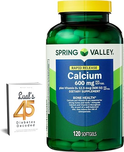 Miniatura 1 de Spring Valley Calcio 600 mg + vitamina D3, 120 cápsulas blandas, salud ósea, dientes fuertes y apoyo para la osteoporosis, cápsulas de liberación