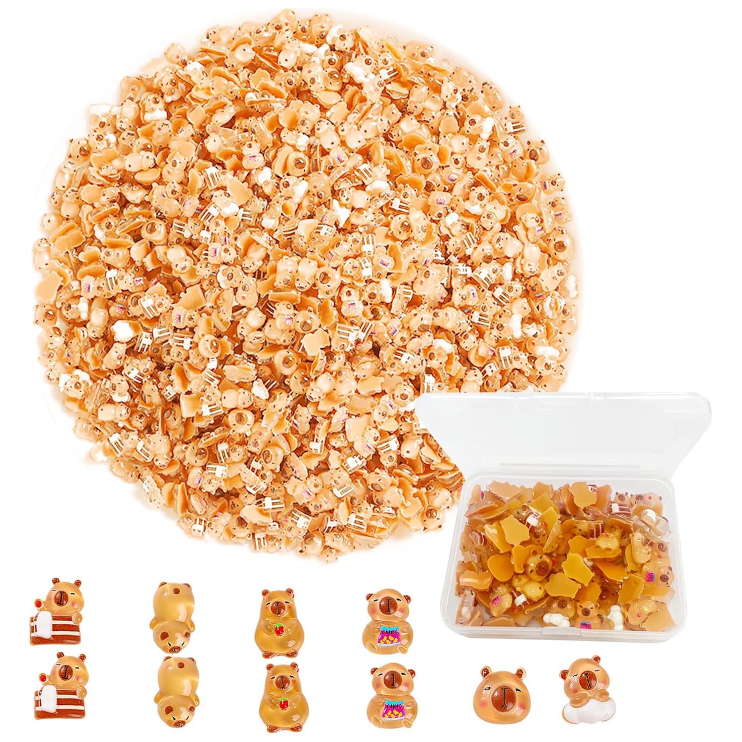 UPCSKDA 200PCS Mini Resin Animals Miniature Capybara Little Figures for DIY Craft Micro Landscape Fairy Garden Aquarium Dollhouse Potted Plant Decoration (Capybara)
