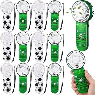 WILLBOND 12 Pcs Soccer Mini Handheld Fans - Bulk Party Favors & Team Gifts